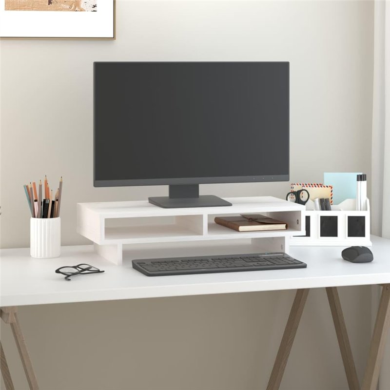 Image secondaire de Revera Support pour moniteur blanc 60 x 27 x 14 cm Bois massif de pin