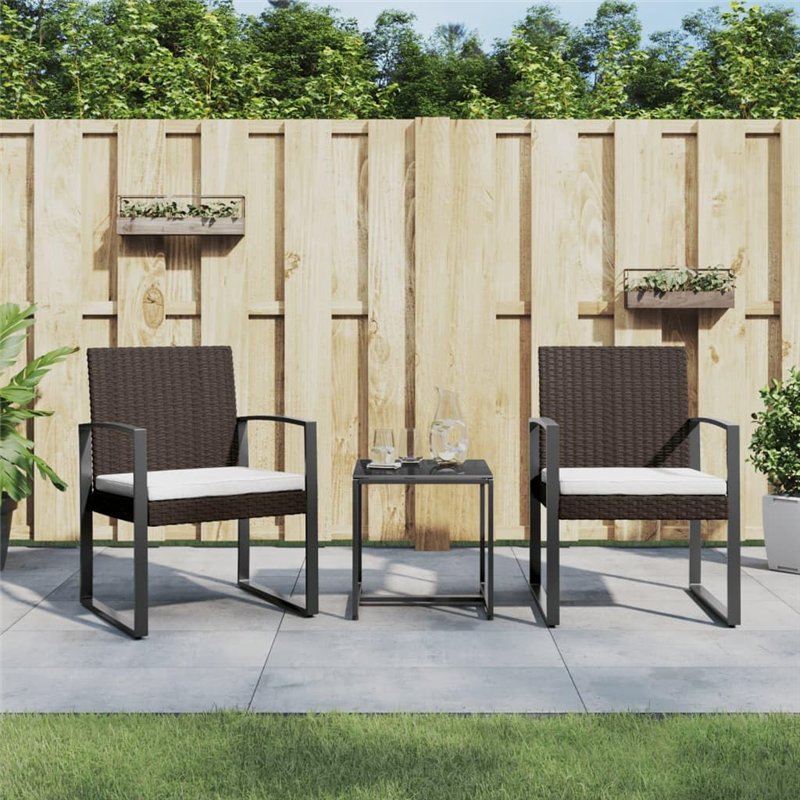 Image secondaire de vidaXL Ensemble à Manger de Jardin avec Coussins 3 pcs Marron rotin PP, Ensemble à Manger, Ensemble à Manger d'extérieur, Ensemb