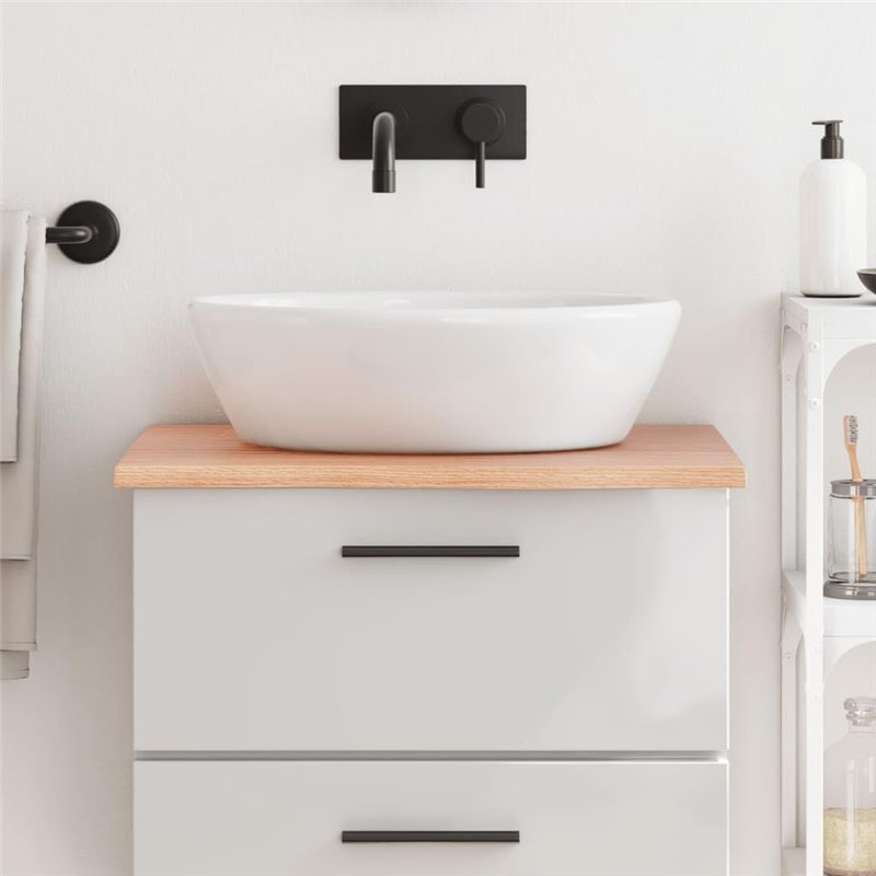 Image secondaire de vidaXL Comptoir de Salle de Bain, Plan de Vasque, Dessus d'Armoire, Étagère de Toilette Intérieur, Marron Clair 60x50x2 cm Bois