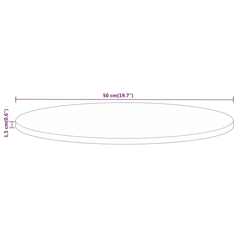 Image secondaire de vidaXL Dessus de Table, Dessus de Table de Remplacement, Dessus de Rechange Salle à Manger, Ø 50x1,5 cm Rond Bois Massif de Mang
