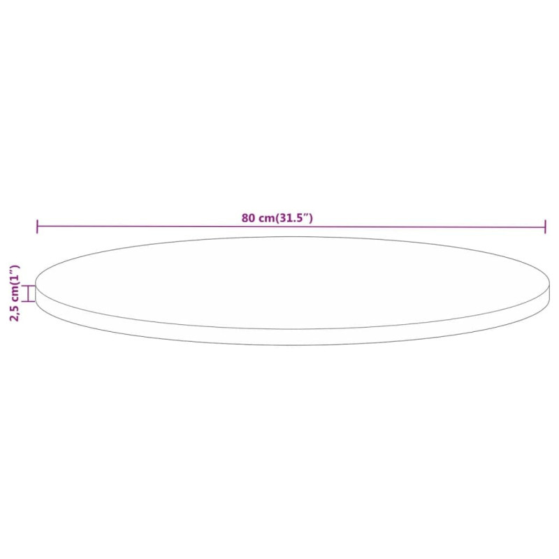 Image secondaire de vidaXL Dessus de Table, Dessus de Table de Remplacement, Dessus de Rechange Salle à Manger, Ø 80x2,5 cm Rond Bois Massif de Mang