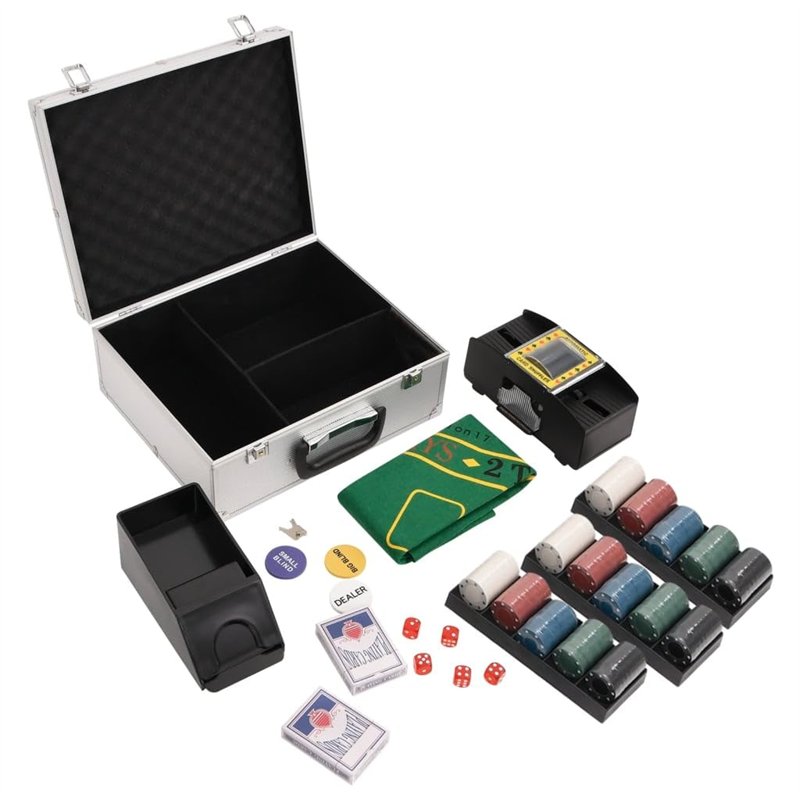 vidaXL Jeu de Jetons de Poker 300 pcs, Ensemble de Jetons de Poker avec Cartes, Coffret de Poker avec Jetons, Set de Poker avec