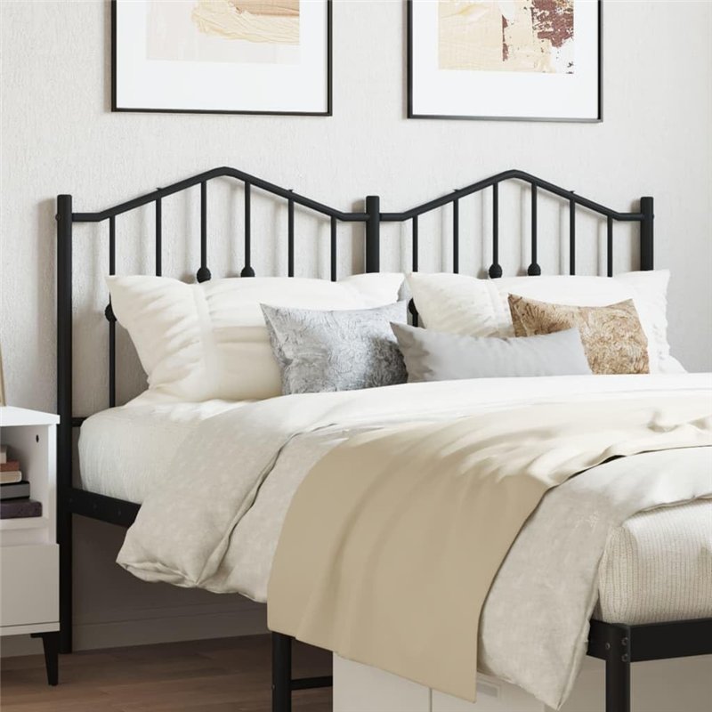 Image secondaire de vidaXL Tête de Lit, Accessoire de Lit avec Pieds, Tête de Cadre de Lit, Meuble de Chambre à Coucher Maison Intérieur, Métal Noir
