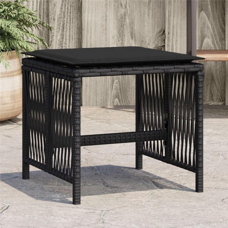 Image secondaire de vidaXL Lot de 4 Tabourets de Jardin avec Coussins, Chaises de Patio, Sièges de Terrasse, Meubles d'Extérieur Arrière-Cour, Noir