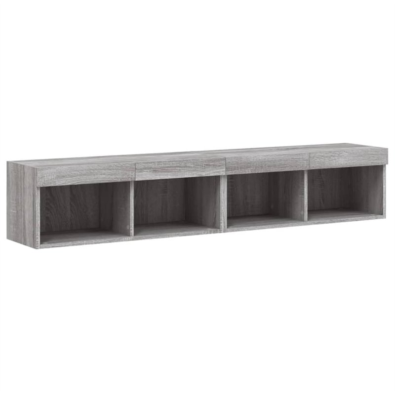 vidaXL Meubles TV avec Lumières LED 2 pcs, Armoires de Télévision Murales, Meubles Télé Suspendus avec Rangement Salon, Moderne,