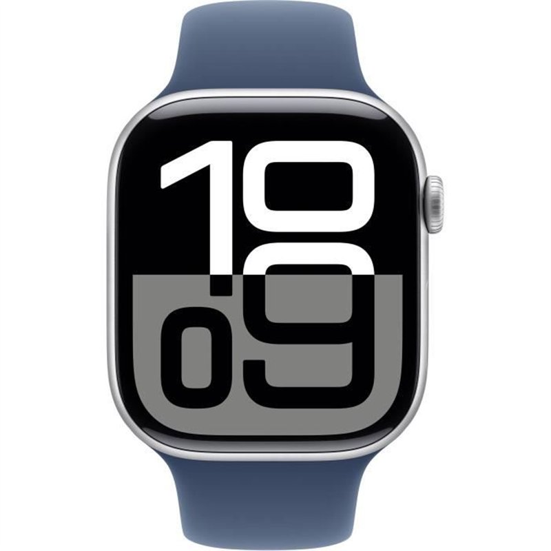 Image secondaire de Apple Watch Series 10 GPS + Cellular - 46mm - Boîtier Silver Aluminium - Bracelet Denim Sport Band - M/L