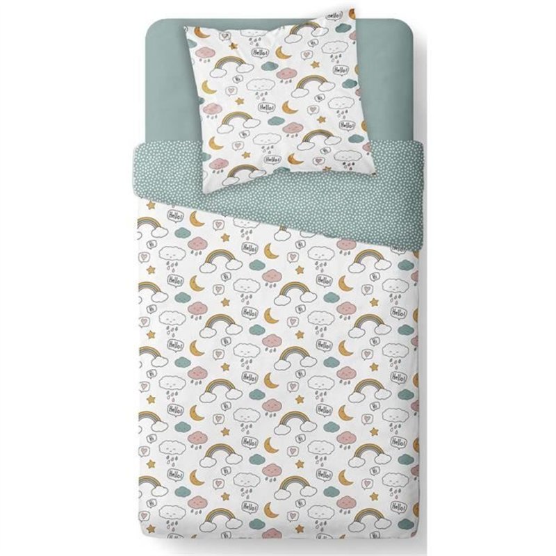 Image secondaire de Parure de lit - RDC 1.15 - Housse de couette 140x200 cm et 1 taie d'oreiller 63x63 cm - Vert imprimé enfant - TODAY