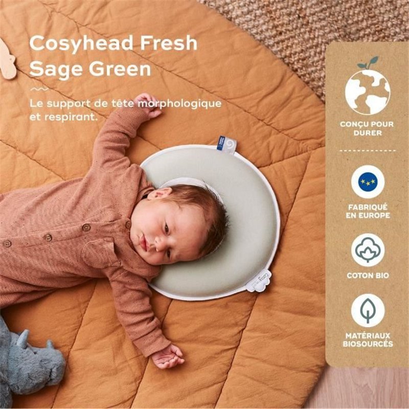 Image secondaire de Cale tete bébé - BABYMOOV - Cosyhead - Morphologique pour bébé - Coton bio certifié oeko-Tex - Fresh Sage Green