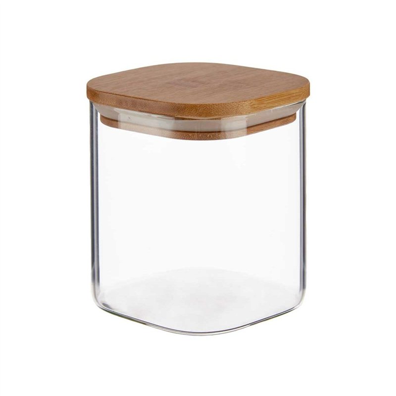 Image secondaire de Bocal Transparent Bambou Verre Borosilicaté 880 ml 10,5 x 11,7 x 10,5 cm (12 Unités)