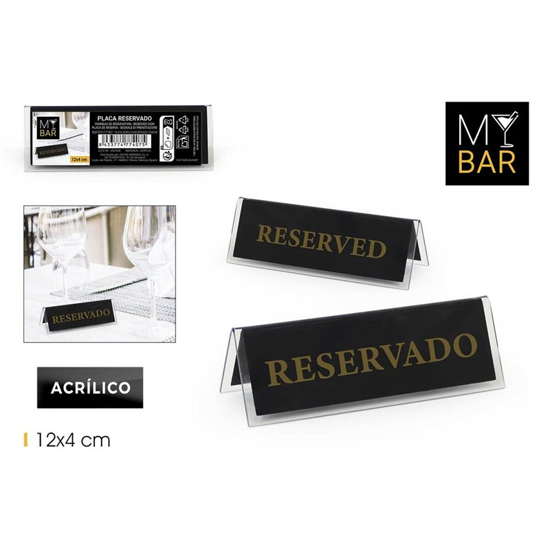 Image secondaire de Plaque d'identification My Bar RESERVADO / RESERVED 12 x 4 cm 2 mm 24 Unités