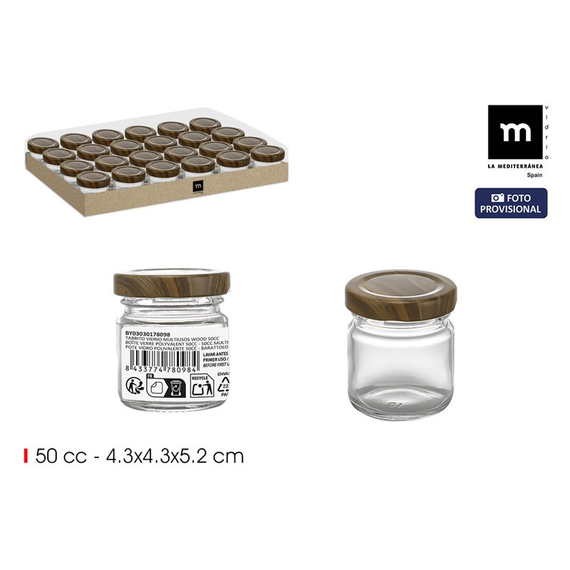 Image secondaire de Pot en verre La Mediterránea WOOD 50 ml (48 Unités)