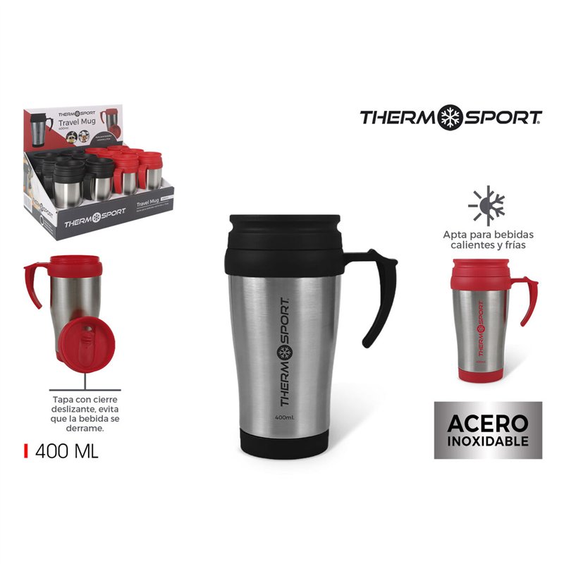Image secondaire de Tasse Thermos avec Couvercle ThermoSport Travel Rouge 400 ml (12 Unités)