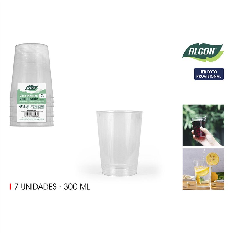 Image secondaire de Set de Verres Algon Plastique 300 ml 7 Pièces (24 Unités)