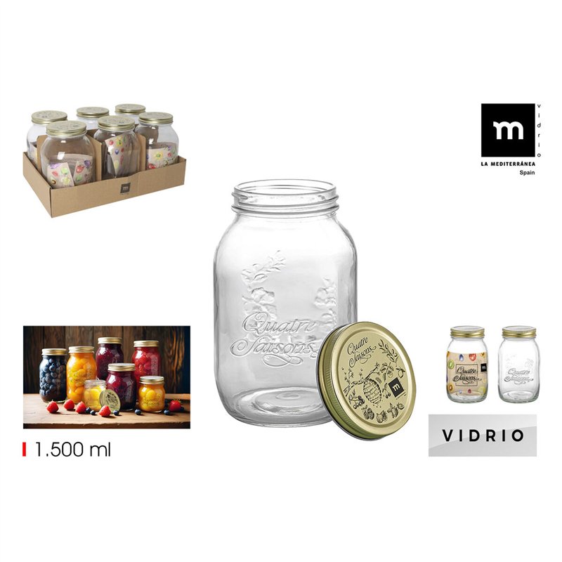 Image secondaire de Pot en verre La Mediterránea QUATRE 1,5 L (12 Unités)