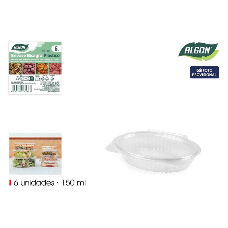 Image secondaire de Plateaux alimentaires réutilisables Algon OPS 150 ml 14,6 x 11,3 x 3 cm (6 Pièces) (24 Unités)