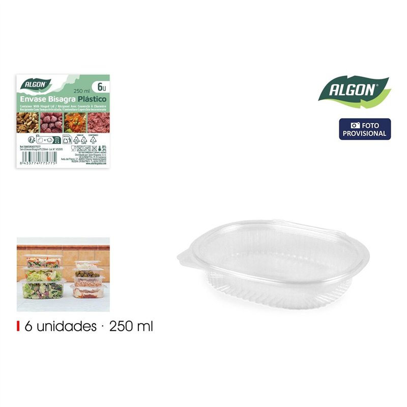Image secondaire de Plateaux alimentaires réutilisables Algon OPS 250 ml 15,8 x 12,9 x 3 cm (6 Pièces) (24 Unités)