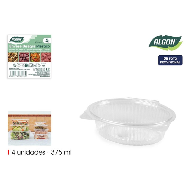 Image secondaire de Plateaux alimentaires réutilisables Algon OPS 375 ml 16 x 12,7 x 4,7 cm (4 Pièces) (24 Unités)