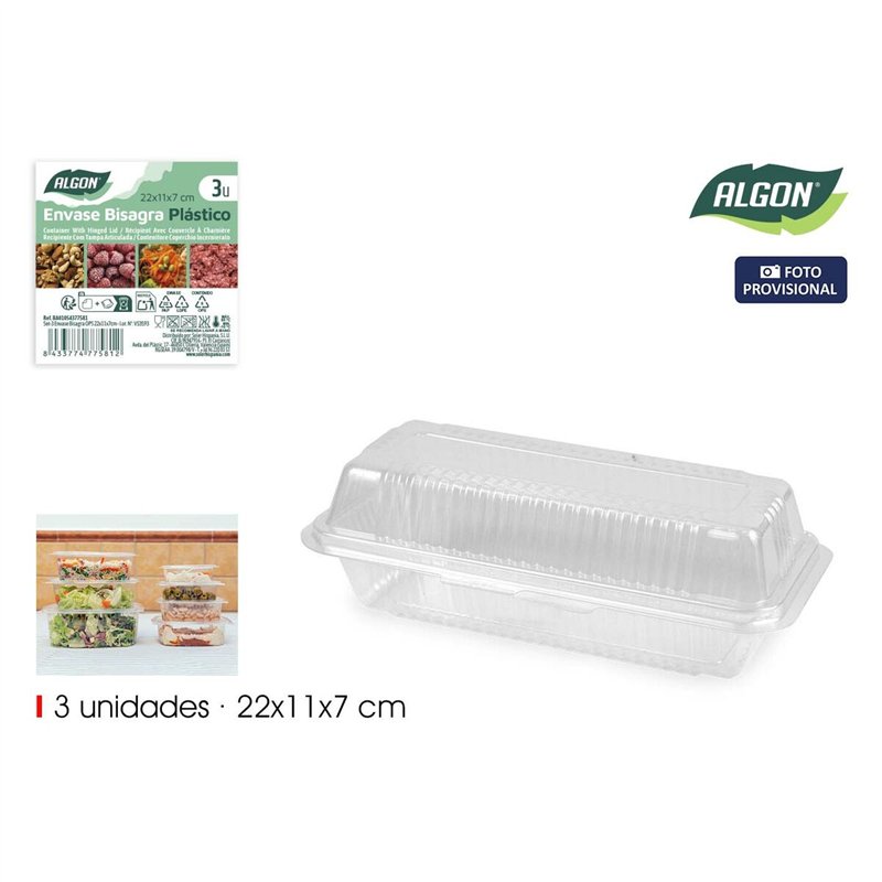 Image secondaire de Plateaux alimentaires réutilisables Algon OPS 22 x 11 x 7 cm (3 Pièces) (24 Unités)