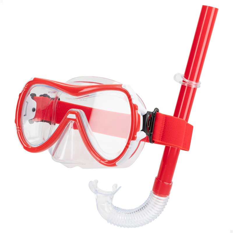 Image secondaire de Masque de Plongée avec Tube AquaSport Noir Rouge (6 Unités)