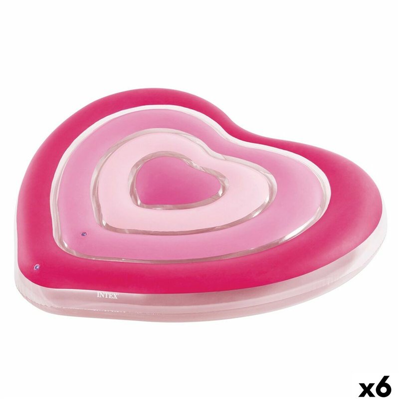 Matelas Gonflable Intex Coeur 135 x 155 x 25 cm Rose (6 Unités)