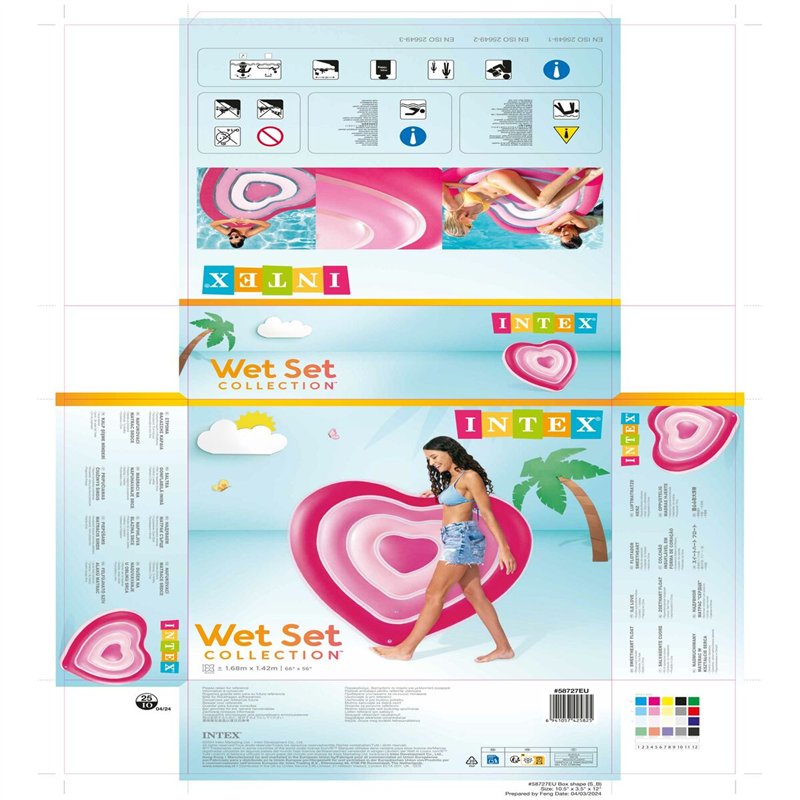Image secondaire de Matelas Gonflable Intex Coeur 135 x 155 x 25 cm Rose (6 Unités)