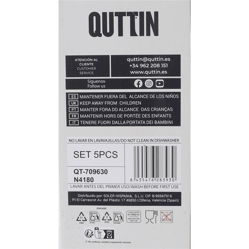 Image secondaire de Ensemble de couteaux de cuisine et support Quttin Nero 5 Pièces (2 Unités)