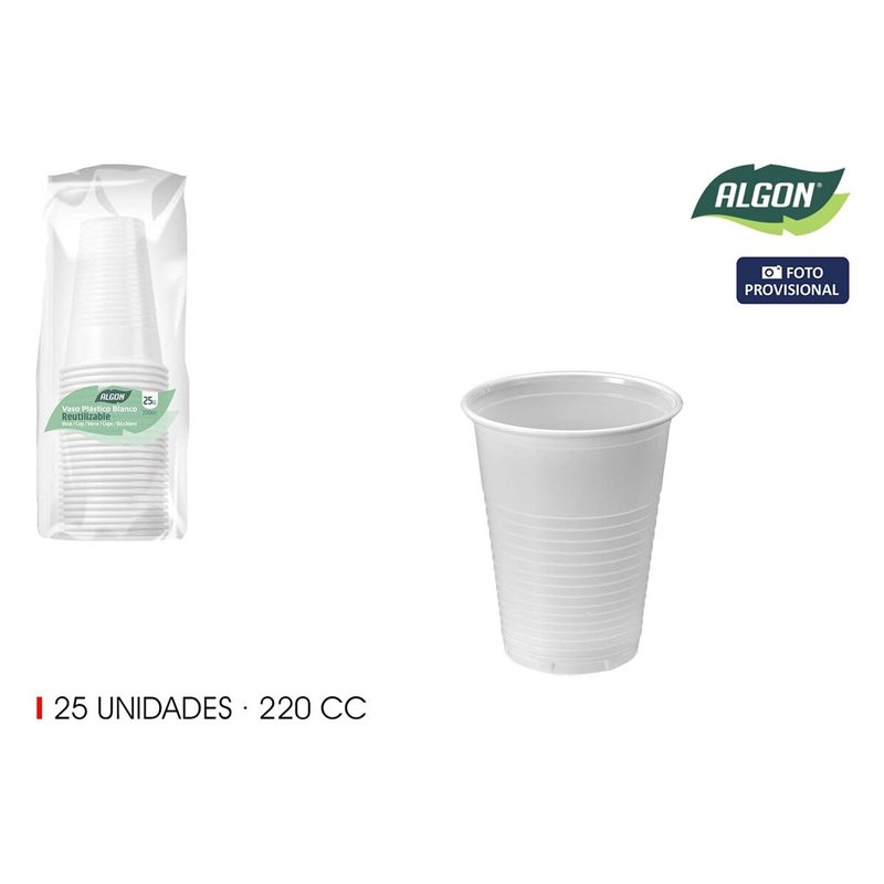 Image secondaire de Set de Verres Algon Blanc 220 ml 25 Pièces (24 Unités)