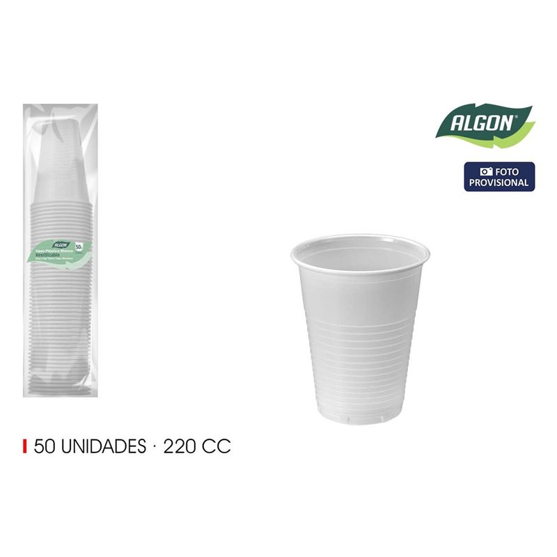 Image secondaire de Set de Verres Algon Blanc 220 ml 50 Pièces (18 Unités)