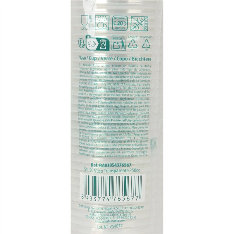 Image secondaire de Set de Verres Algon 250 ml 50 Pièces (18 Unités)