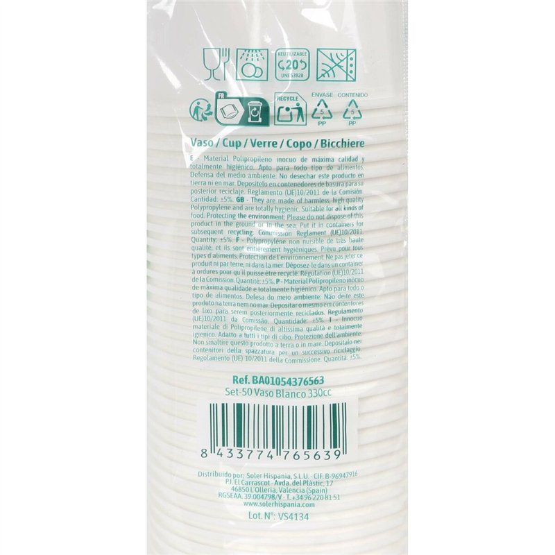 Image secondaire de Set de Verres Algon Blanc 330 ml 50 Pièces (12 Unités)