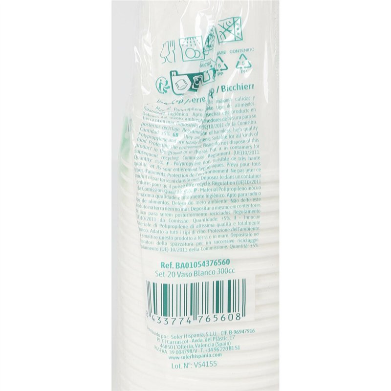 Image secondaire de Set de Verres Algon Blanc 300 ml 20 Pièces (24 Unités)