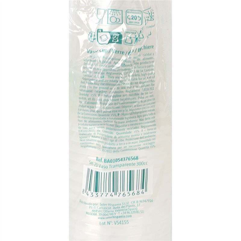 Image secondaire de Set de Verres Algon 300 ml 20 Pièces (24 Unités)
