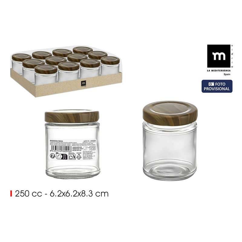 Image secondaire de Pot en verre La Mediterránea WOOD 250 ml (24 Unités)