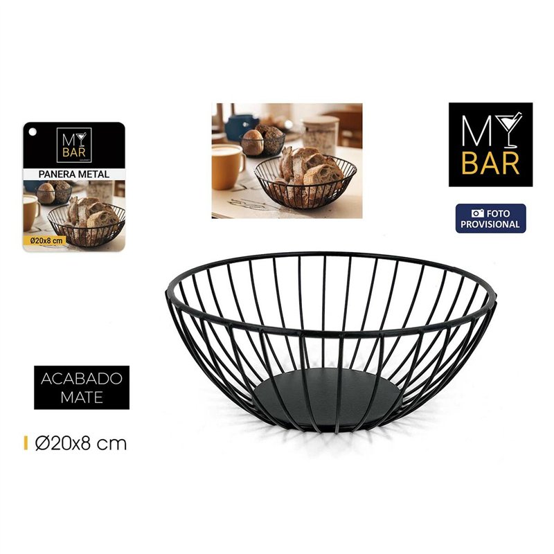 Image secondaire de Corbeille à Pain My Bar Noir Métal Ronde 20 x 8 cm (12 Unités)