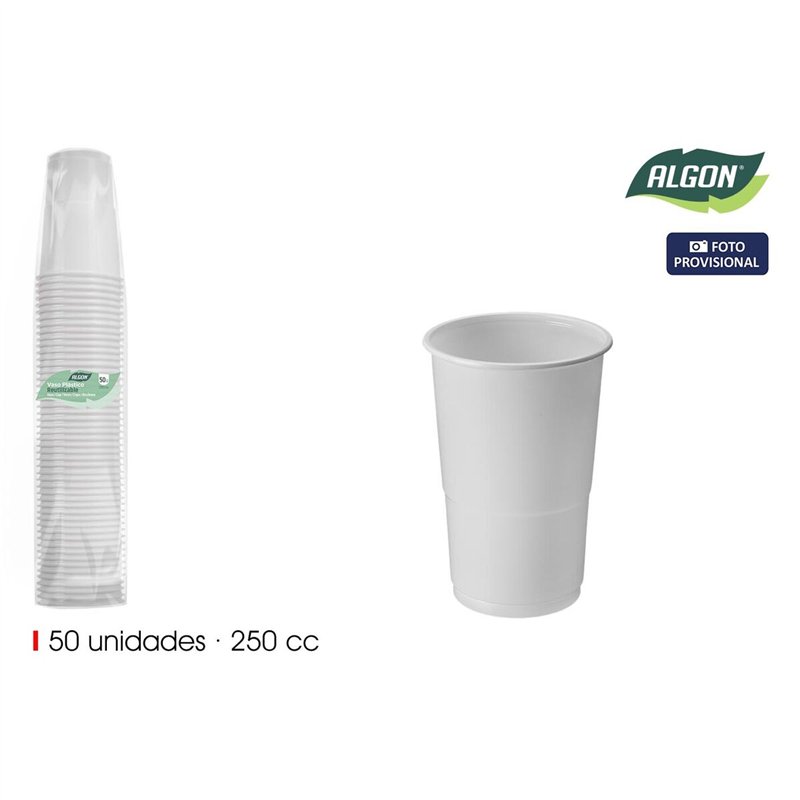 Image secondaire de Set de Verres Algon Blanc 250 ml 50 Pièces (18 Unités)