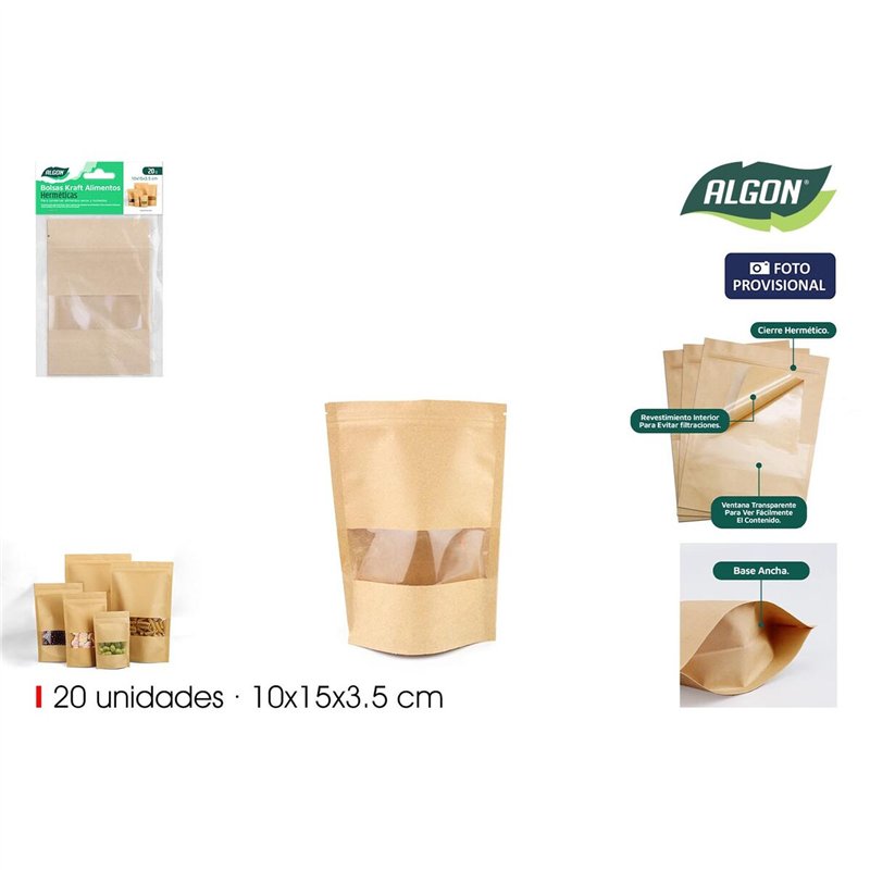 Image secondaire de Ensemble de sac alimentaire réutilisable Algon 10 x 15 x 3,5 cm 20 Pièces (18 Unités)