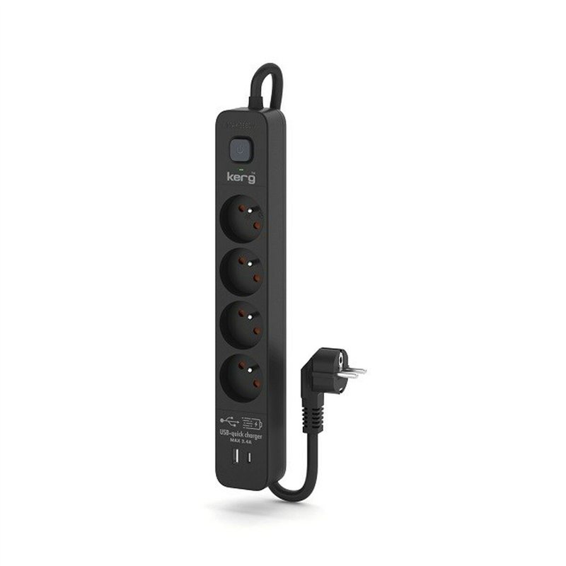 Rallonge 4 prises Schuko avec interrupteur Kerg M02522 (1,5 m)