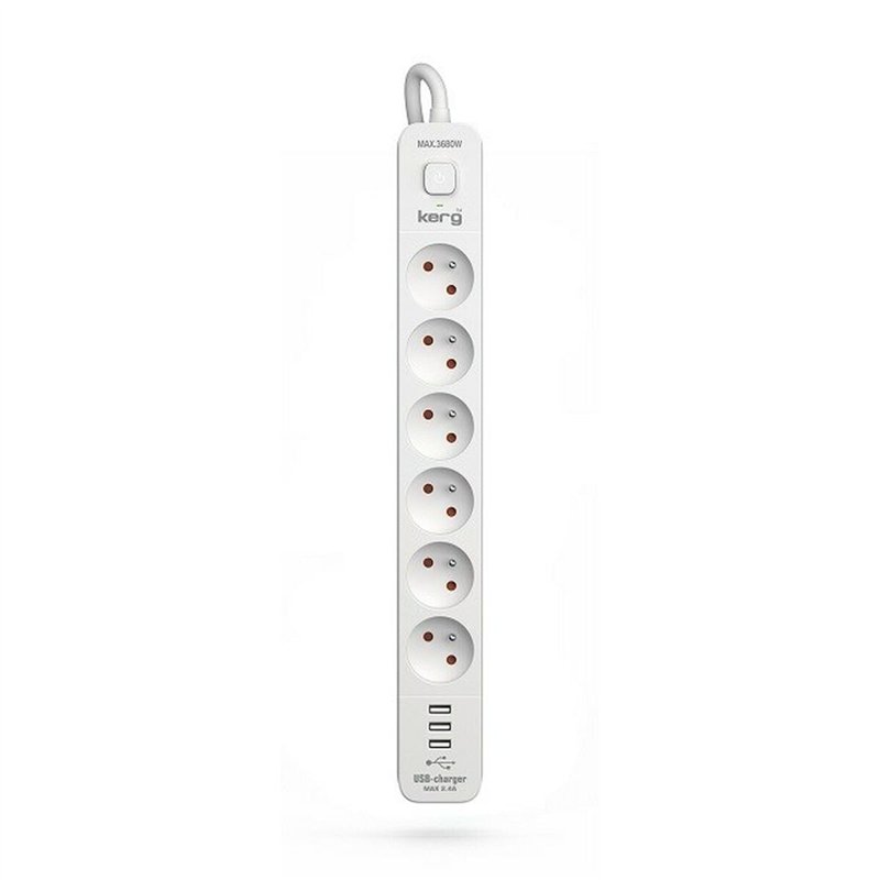 Multiprise 6 Prises avec Interrupteur Kerg M02601 (1,5 m)