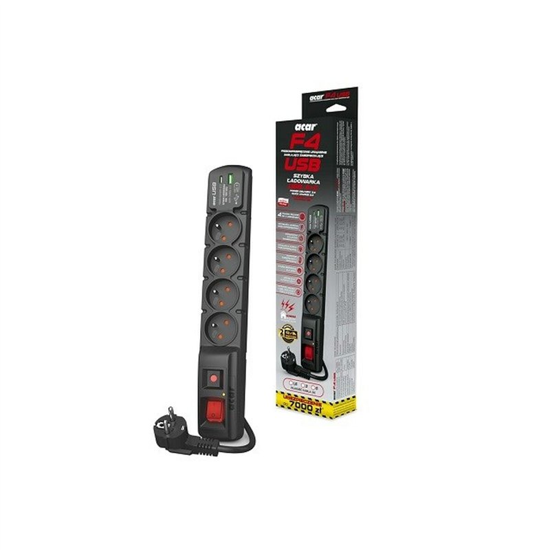 Image secondaire de Rallonge 4 prises Schuko avec interrupteur Acar W2441 (5 m)