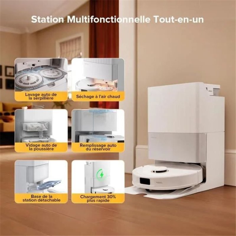 Image secondaire de ROBOROCK QREVO 5AE - Aspirateur Robot Laveur avec Station - Puissance 12000 Pa - Serpillieres FlexiArm - Double Anti-emmelement