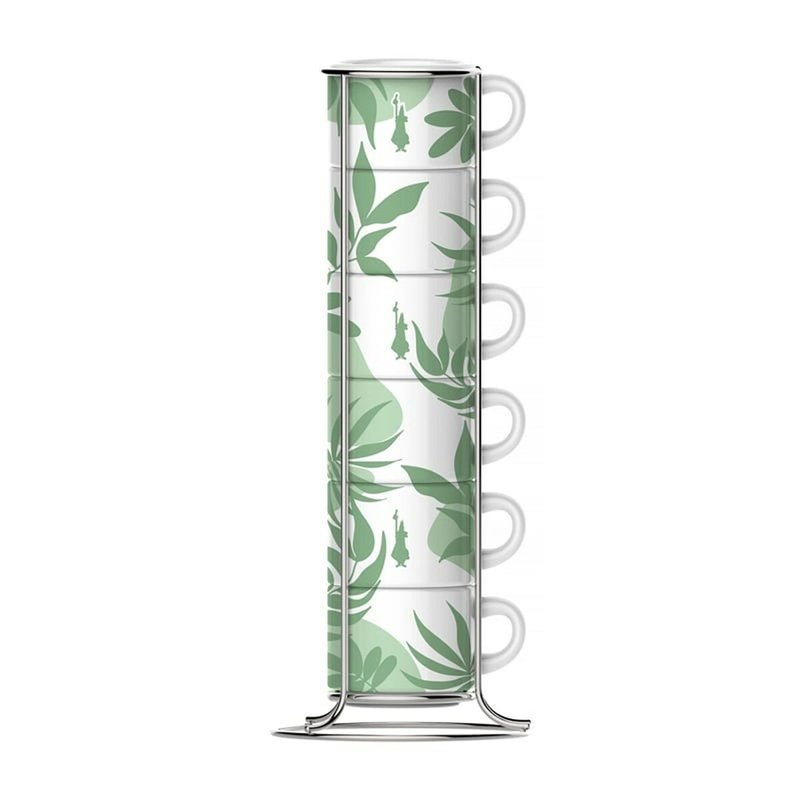 Ensemble de 6 tasses à café Bialetti 29597 Blanc Vert Porcelaine 90 ml (6 Unités)