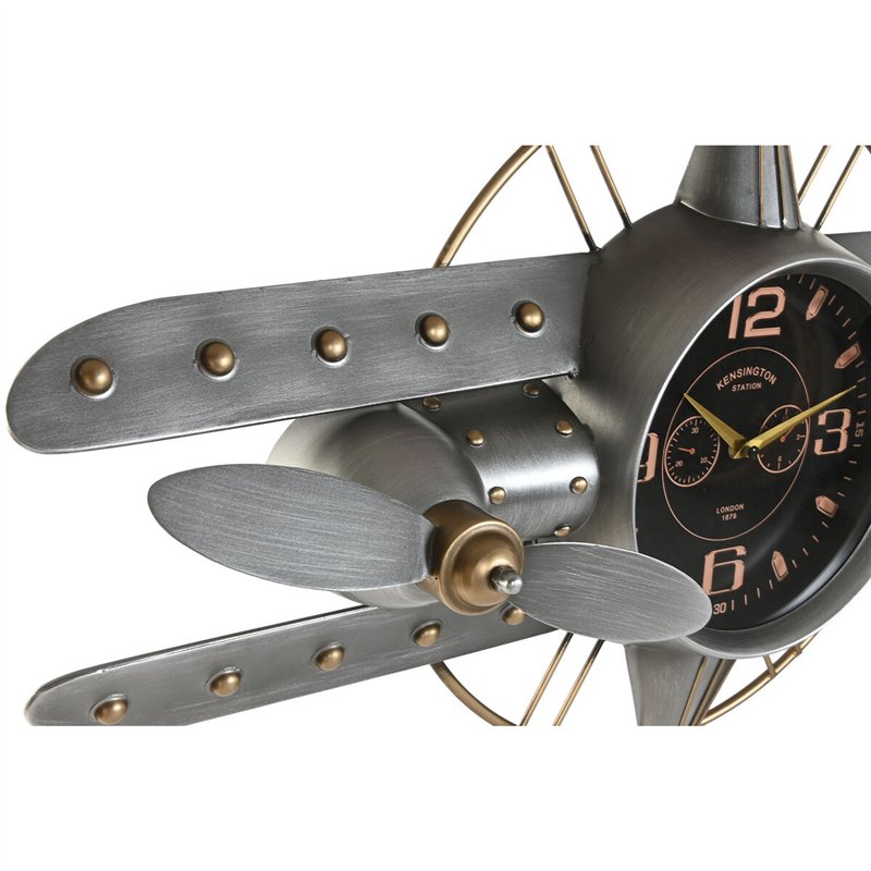 Image secondaire de Horloge Murale Home ESPRIT Doré Argenté Métal Avion Vintage 77,5 x 15 x 46 cm
