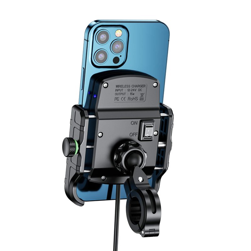 ORCAS TECHNOLOGY Support de téléphone sans Fil pour Moto – Pince de Fixation pour Guidon ou rétroviseur, vélo électrique, Scoote