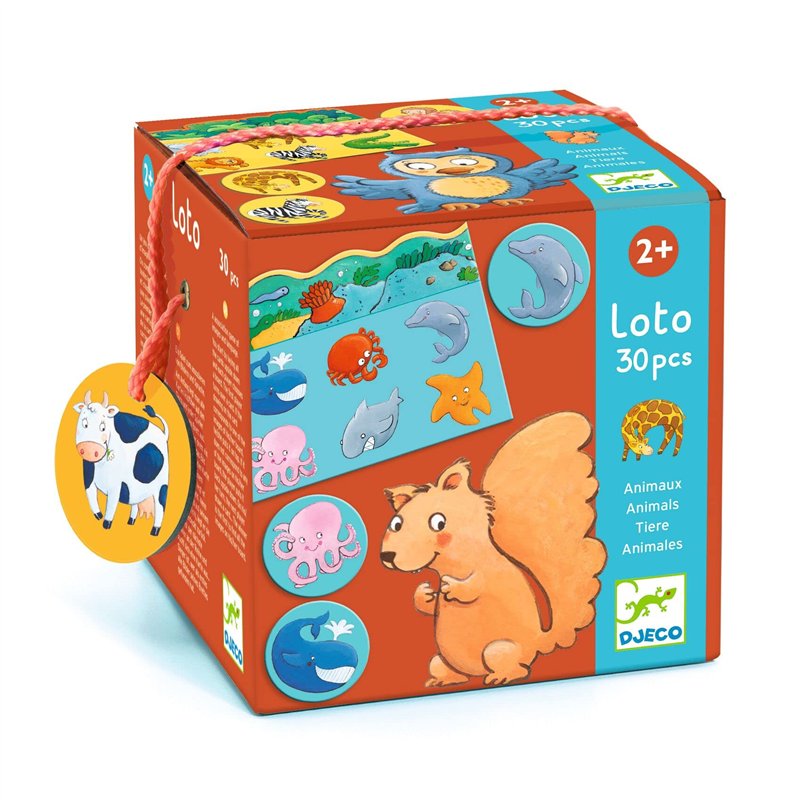 DJECO Loto des Animaux - Dès 2 Ans - Jeu d'Association d'Image : Replacer les Animaux dans leur Milieu Naturel ! Apprentissage L