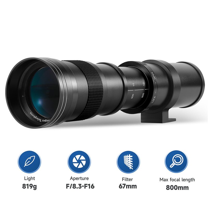 Image secondaire de Téléobjectif EF/EF-S JINTU 420-800mm F8.3 Zoom Objectif pour Canon EOS SLR 4000D 2000D 80D 90D 5D III 6D 7D II 60D 70D 250D 750D