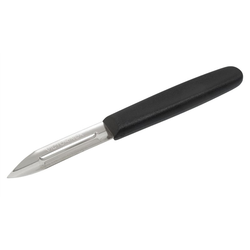 Victorinox Éplucheur d'Ustensiles de Cuisine, à Double Tranchant, En Acier Inoxydable, Lavable au Lave-Vaisselle, Noir