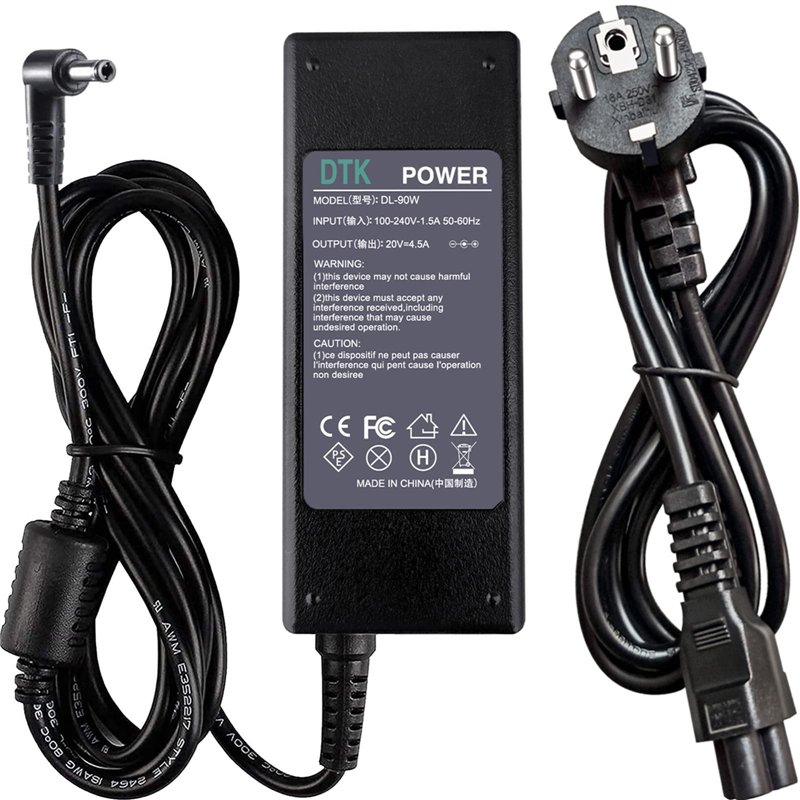 Dtk® Chargeur Adaptateur Secteur pour Lenovo G.B.S.Y.Z.V.U Series and Fujitsu Siemens (20V 4.5A, 90W, fiche 5,5mm * 2,5MM, Geric