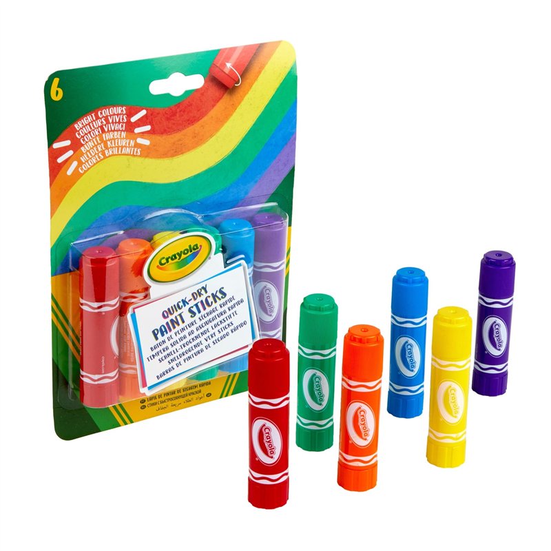 CRAYOLA - Gouaches solides 6 couleurs, sans eau, pour l’école et les loisirs créatifs, couleurs assorties, 54-1070