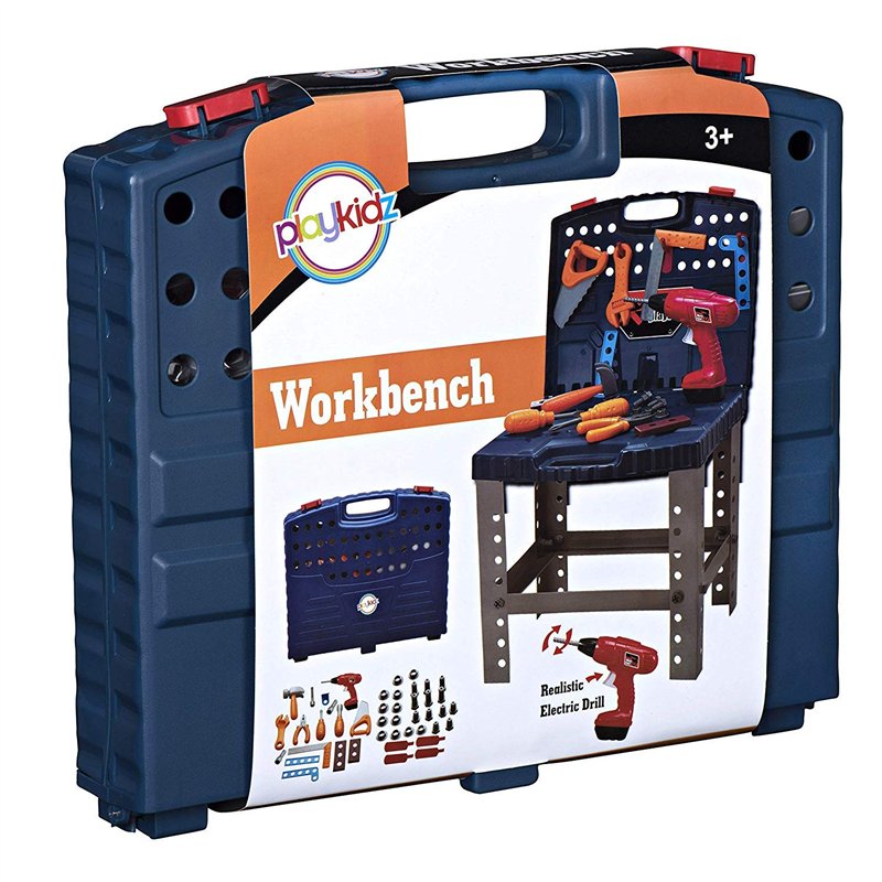 Image secondaire de Playkidiz Établi de Construction - Ensemble d'outils pour Enfants - Coffret à Outils Portable Comprenant Une perceuse électrique