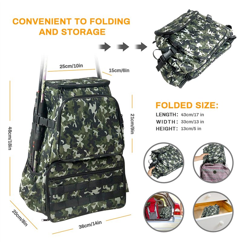 Image secondaire de Luckits Sac à Dos de pêche, imperméable sans Plateaux Sac d'équipement avec Porte-Canon boîte multifonctionnelle pour l'extérieur